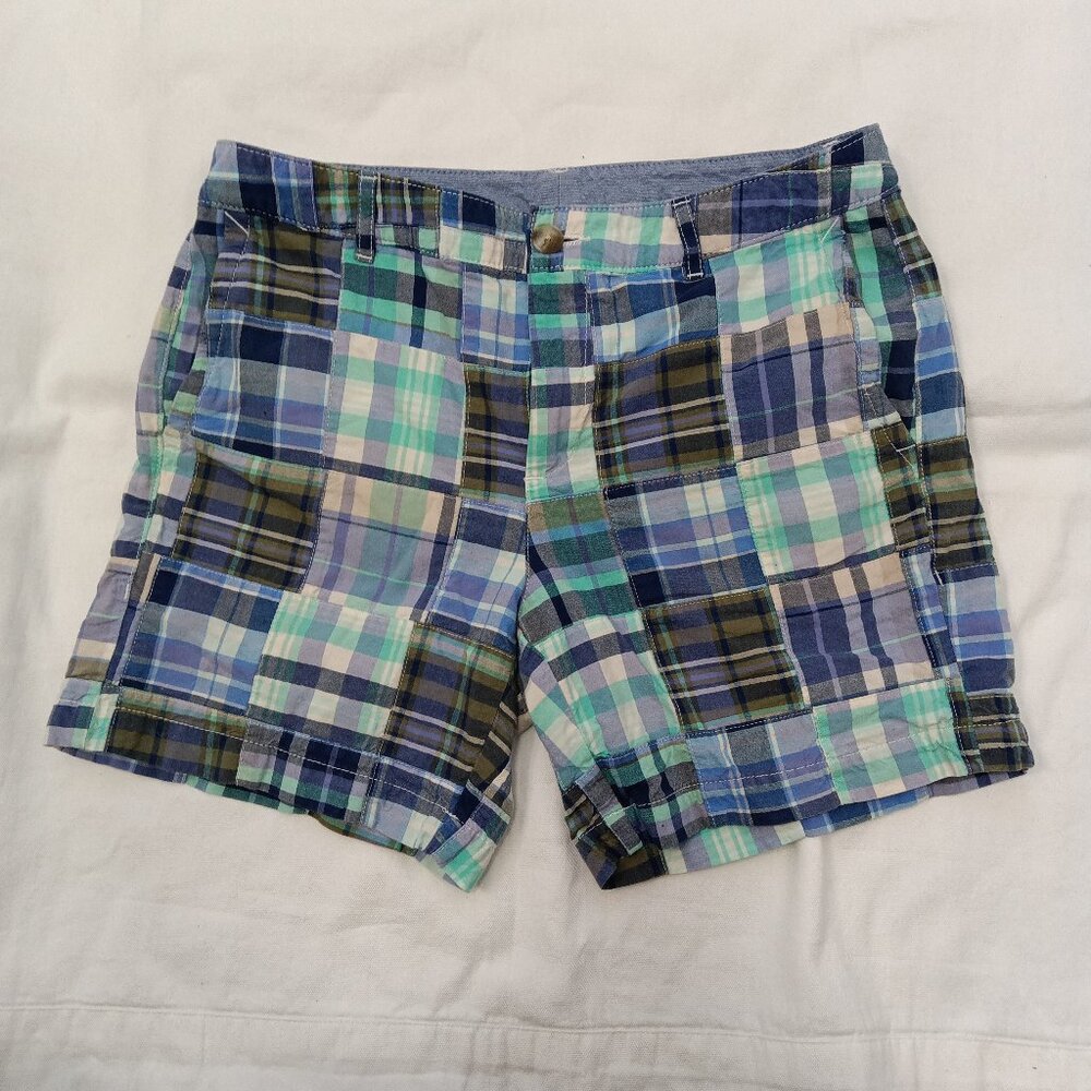 L. L. Bean blue madras plaid size 6 women's shorts
